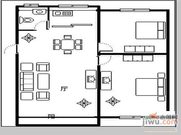 莲花一区2室2厅1卫户型图