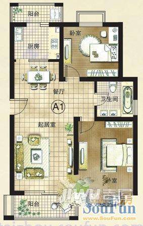 龙凤家园普通住宅88㎡户型图