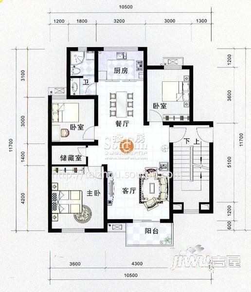 锦江花园2室2厅1卫户型图