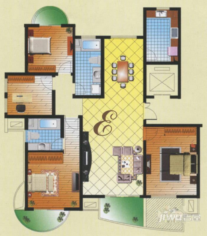 鑫泰花园2室2厅2卫户型图