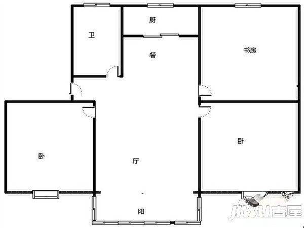 玉城花园2室2厅2卫91㎡户型图