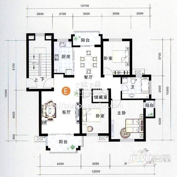 锦江花园2室2厅1卫户型图