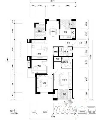 玉城花园2室2厅2卫91㎡户型图