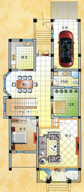 玉城花园2室2厅2卫91㎡户型图