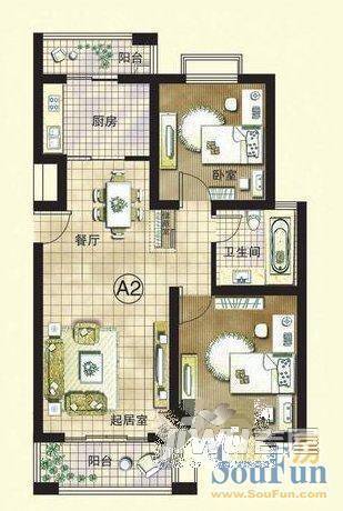 玉城花园2室1厅1卫户型图