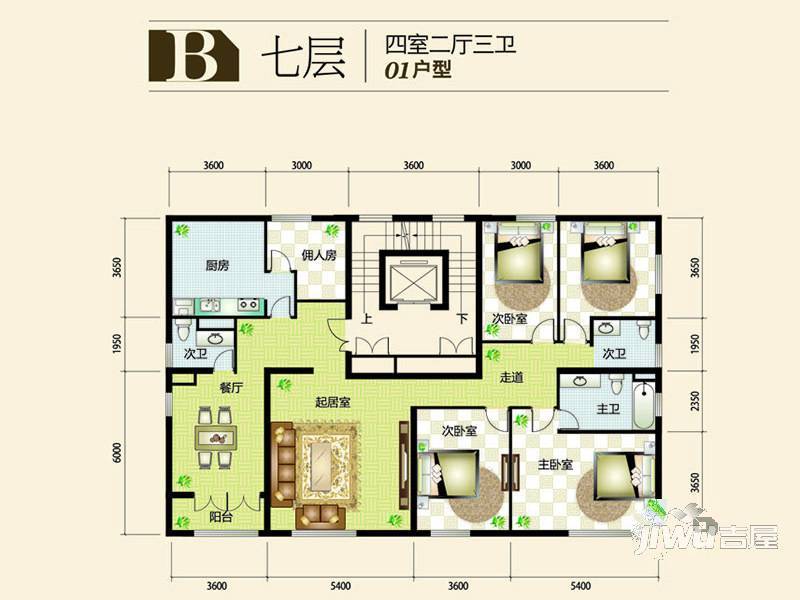 海泰渤龙湾4室2厅2卫180㎡户型图