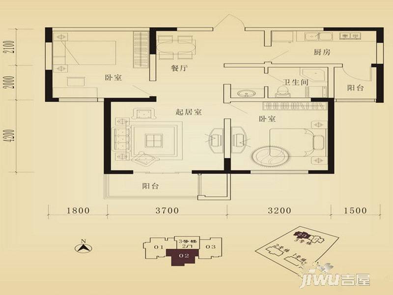 正馨佳居1室1厅1卫65.4㎡户型图