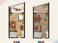 太白国际SOHO公寓1室1厅1卫46.3㎡户型图