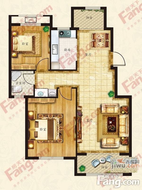 缗国未来城2室2厅1卫96㎡户型图