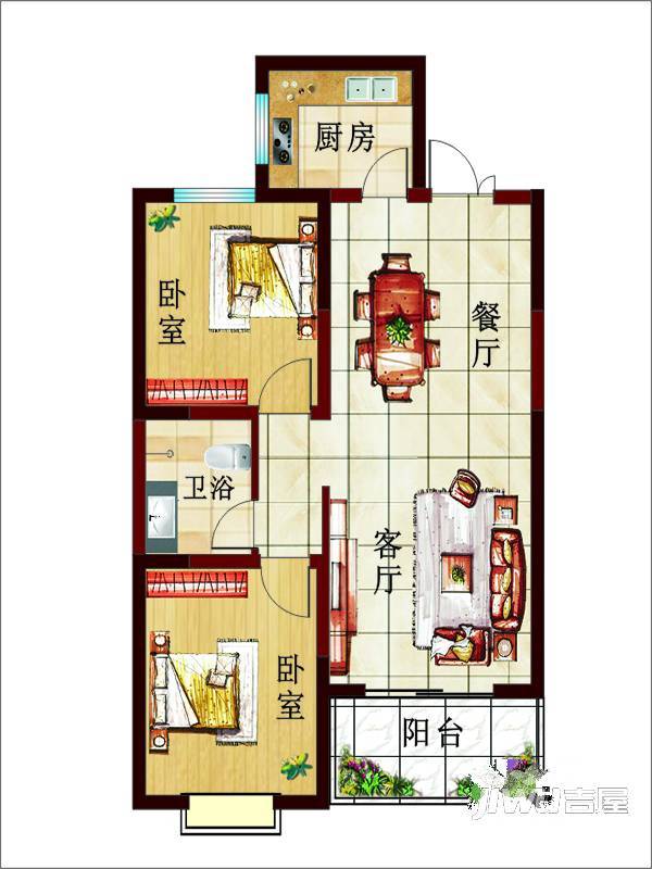 高新华府3室2厅2卫136㎡户型图