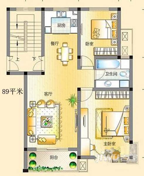 信业佳馨水园3室2厅2卫116㎡户型图