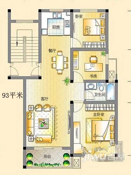 信业佳馨水园3室2厅2卫116㎡户型图