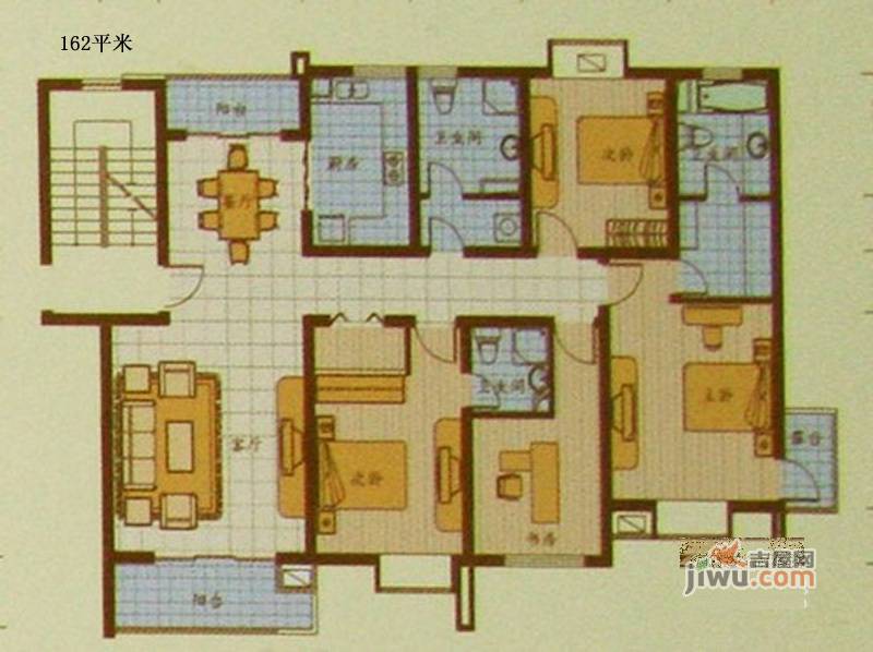新城丽景4室2厅3卫162㎡户型图
