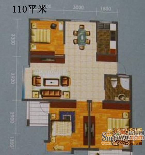 山水华庭南苑3室2厅2卫138㎡户型图