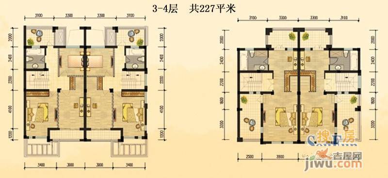 丹桂名园4室3厅2卫227㎡户型图