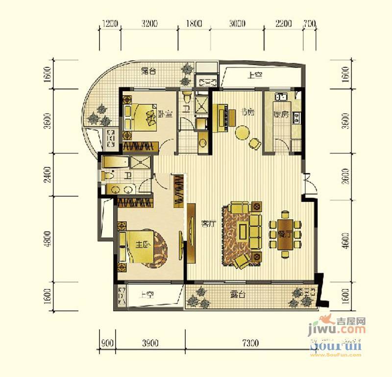 九川滨河国际4室2厅2卫171.3㎡户型图