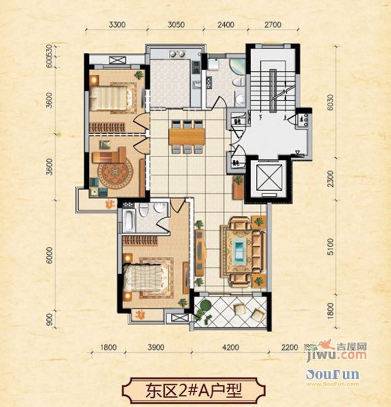 大自然城市花园铭园3室2厅2卫134㎡户型图