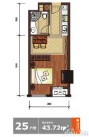 达多大都汇1室1厅1卫43.7㎡户型图