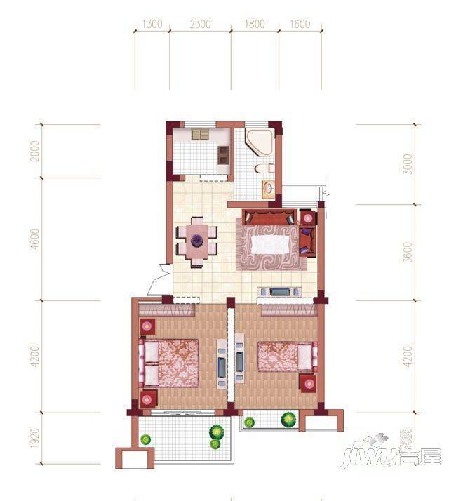 万佳望湖花园3室2厅1卫户型图