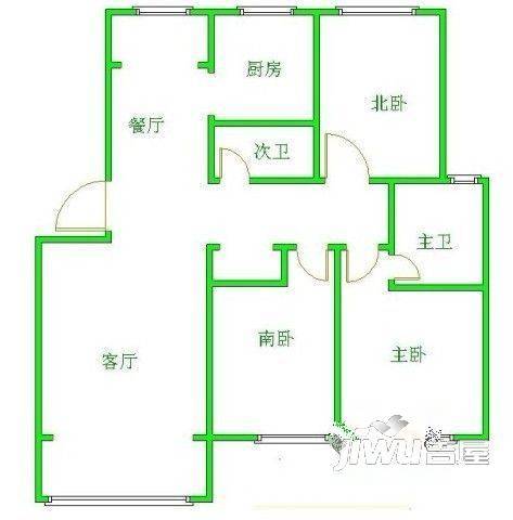 滨河园2室2厅1卫户型图