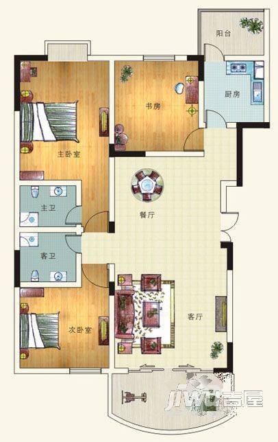 马军巷小区2室1厅1卫户型图