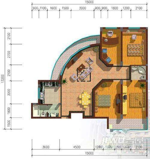 凤凰万隆公寓2室2厅1卫95.2㎡户型图