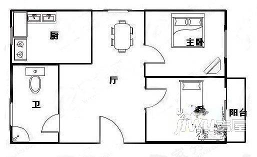 湖东新村2室1厅1卫户型图