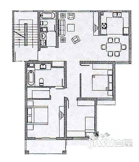 华源城市花园3室2厅2卫128.8㎡户型图