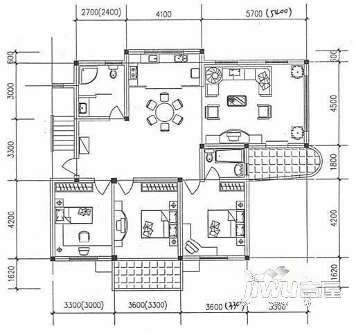 富丽家园3室2厅1卫125㎡户型图