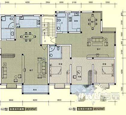 美欣家园3室2厅2卫120㎡户型图