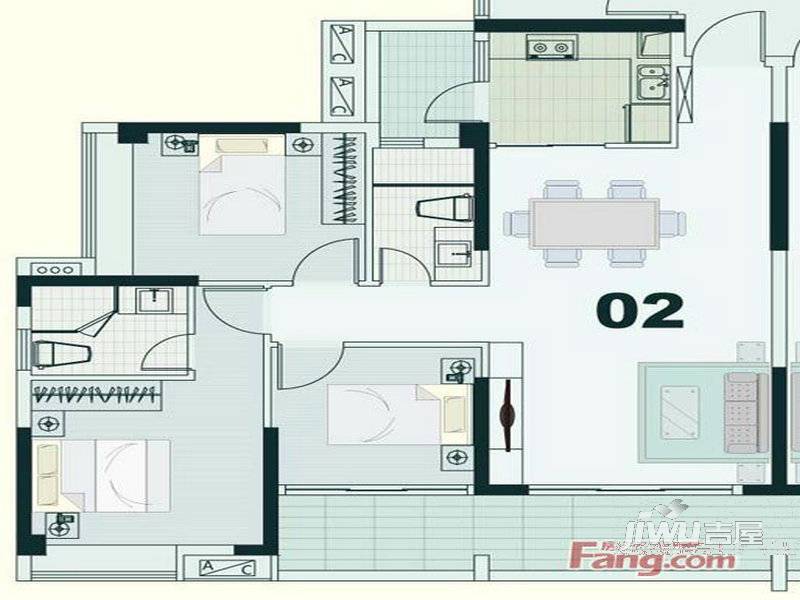 东凌广场4室2厅2卫122㎡户型图