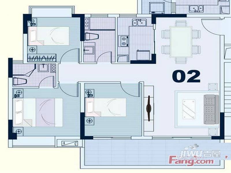 东凌广场4室2厅2卫122㎡户型图