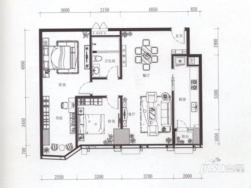 鼎盛广场2室2厅1卫149.2㎡户型图