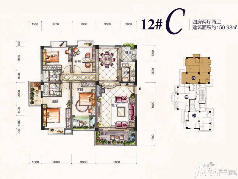 民兴北郡云鼎3室0厅0卫113.7㎡户型图