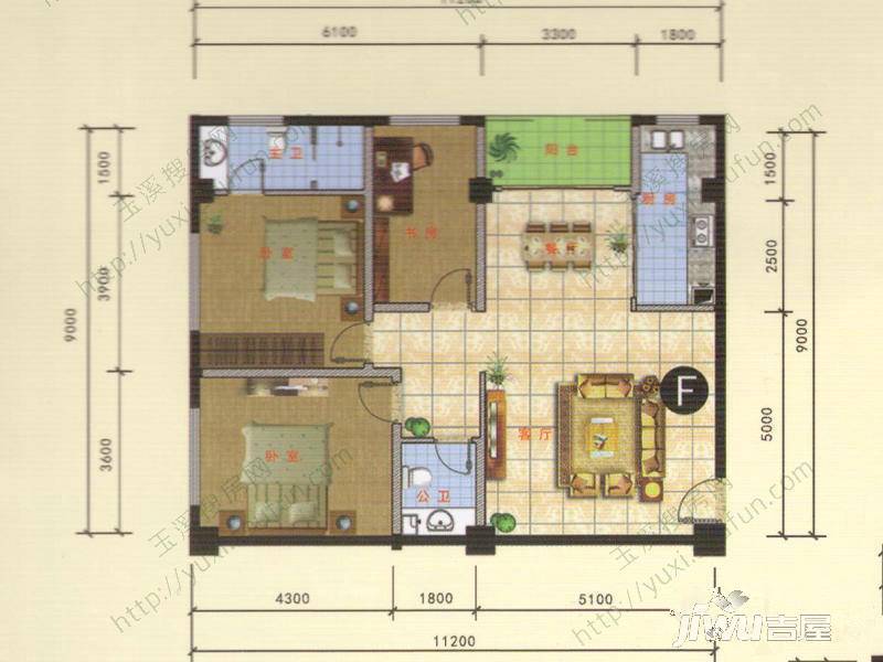 时代新都汇3室2厅2卫118㎡户型图