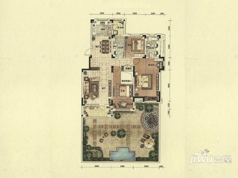 中海城和颂3室2厅2卫148㎡户型图