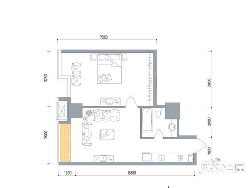 新荣中心2室2厅1卫94.3㎡户型图