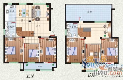 佳芸花园5室3厅2卫208.2㎡户型图