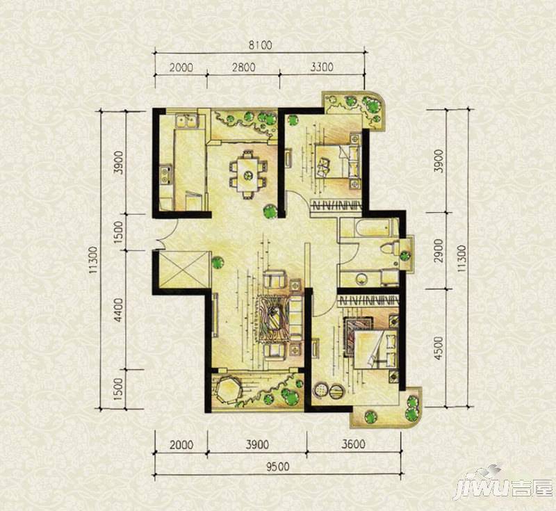 新晨颐景园0室2厅2卫户型图