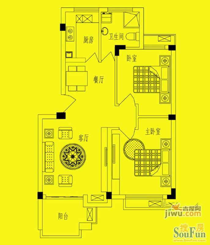 金色溪谷花园三期3室2厅1卫138.5㎡户型图