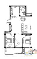 滨海公寓3室1厅1卫126.7㎡户型图