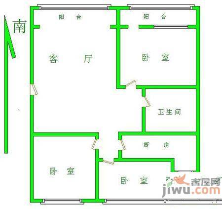 汀苑小区2室1厅1卫户型图