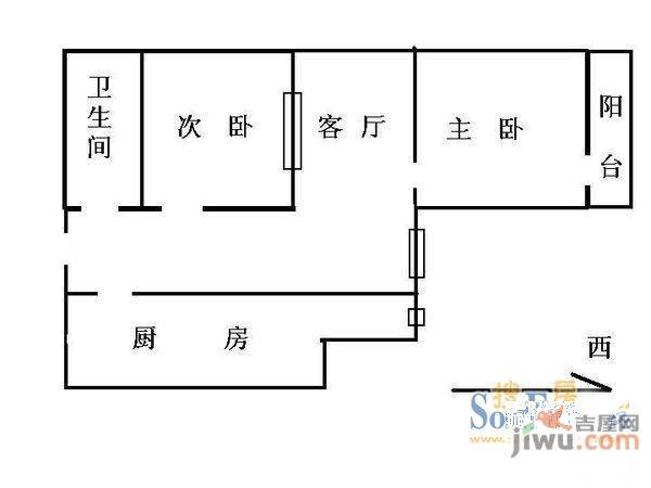 弋矶山庄2室1厅1卫户型图