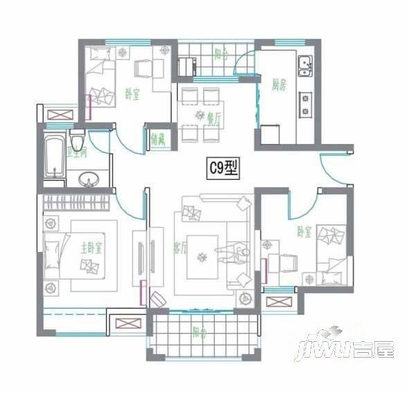 张家山花园东区2室1厅1卫户型图