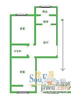 在水一方2室1厅1卫户型图