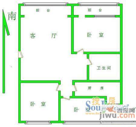 在水一方2室1厅1卫户型图