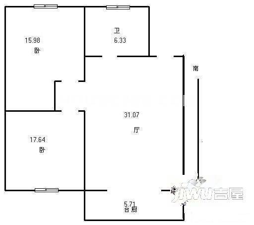 新宇花苑2室1厅1卫户型图