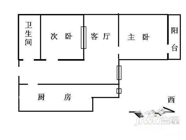 新宇花苑2室1厅1卫户型图