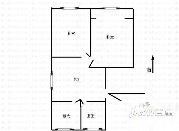 新芜路来龙里2室1厅1卫户型图