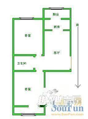 洗布山花园3室1厅1卫户型图